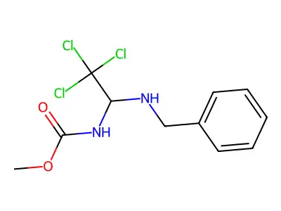 Carbamic acid, (2,2,2-trichloro-1-((phenylmethyl)amino)ethyl)-, methyl ester structure