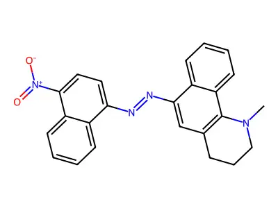 1-methyl-6-[(E)-(4-nitro-1-naphthyl)diazenyl]-1,2,3,4-tetrahydrobenzo[h]quinoline structure