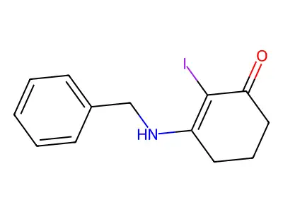 2-Iodo-3-(benzylamino)cyclohex-2-EN-1-one structure