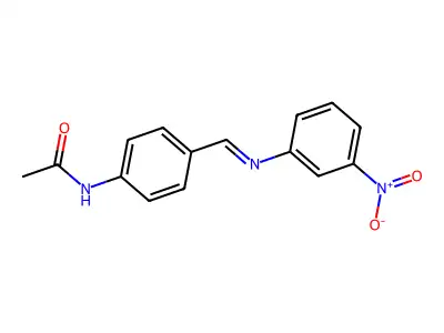 N-(4-{(E)-[(3-nitrophenyl)imino]methyl}phenyl)acetamide structure