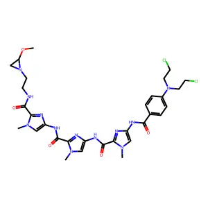 1H-Imidazole-2-carboxamide, 4-(((4-((4-(bis(2-chloroethyl)amino)benzoyl)amino)-1-methyl-1H-imidazol-2-yl)carbonyl)amino)-N-(2-(((2-(2-methoxy-1-aziridinyl)ethyl)amino)carbonyl)-1-methyl-1H-imidazol-4-yl)-1-methyl- 4 structure