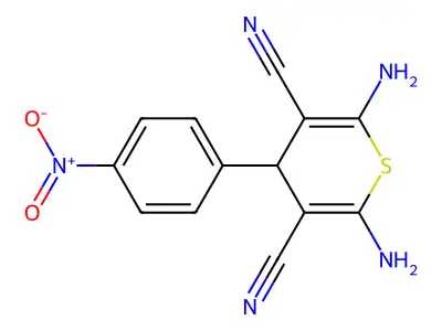 2,6-diamino-4-(4-nitrophenyl)-4H-thiopyran-3,5-dicarbonitrile structure