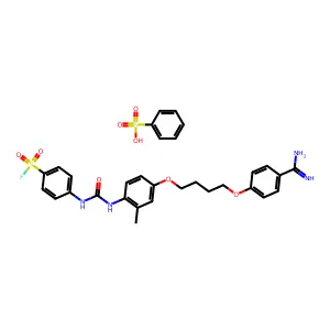 Benzenesulfonic acid--4-[({4-[4-(4-carbamimidoylphenoxy)butoxy]-2-methylphenyl}carbamoyl)amino]benzene-1-sulfonyl fluoride (1/1) structure