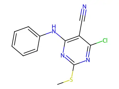 4-Chloro-2-methylsulfanyl-6-phenylamino-pyrimidine-5-carbonitrile structure