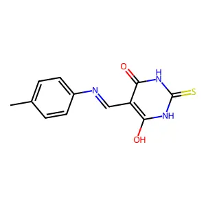 2-thioxo-5-((p-tolylamino)methylene)dihydropyrimidine-4,6(1H,5H)-dione structure