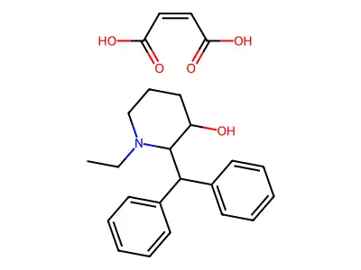 2-Benzhydryl-1-ethylpiperidin-3-ol;but-2-enedioic acid structure