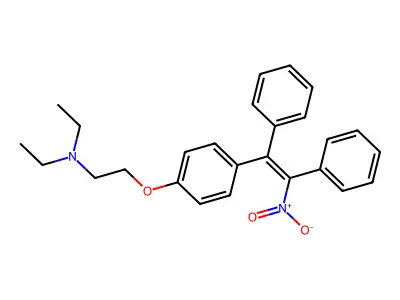 1-(p-(beta-Diethylaminoethoxy)phenyl)-2-nitro-1,2-diphenylethylene structure