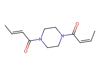 (Z)-1-[4-[(E)-but-2-enoyl]piperazin-1-yl]but-2-en-1-one structure