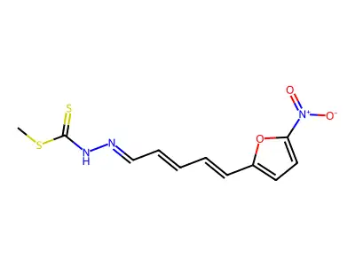 methyl N-[5-(5-nitrofuran-2-yl)penta-2,4-dienylideneamino]carbamodithioate structure