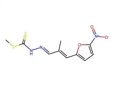 methyl N-[[2-methyl-3-(5-nitrofuran-2-yl)prop-2-enylidene]amino]carbamodithioate structure