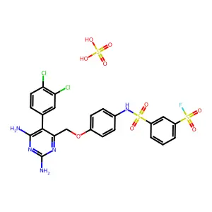 3-[[4-[[2,6-diamino-5-(3,4-dichlorophenyl)pyrimidin-4-yl]methoxy]phenyl]sulfamoyl]benzenesulfonyl fluoride; sulfuric acid structure