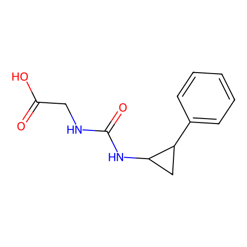 ({[(2-Phenylcyclopropyl)amino]carbonyl}amino)acetic acid structure