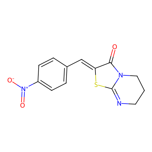 (Z)-2-(4-nitrobenzylidene)-6,7-dihydro-2H-thiazolo[3,2-a]pyrimidin-3(5H)-one structure