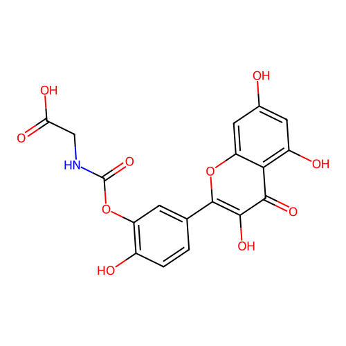 2-(((2-Hydroxy-5-(3,5,7-trihydroxy-4-oxo-4H-chromen-2-yl)phenoxy)carbonyl)amino)acetic acid structure