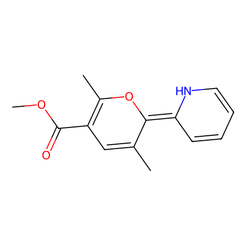 (Z)-methyl 3,6-dimethyl-2-(pyridin-2(1H)-ylidene)-2H-pyran-5-carboxylate structure
