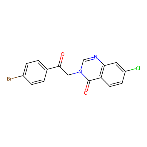 3-[2-(4-bromophenyl)-2-oxoethyl]-7-chloro-4(3H)-quinazolinone structure
