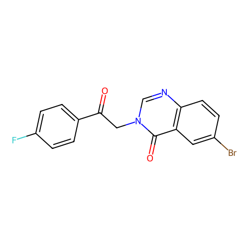 6-Bromo-3-(2-(4-fluoro-phenyl)-2-oxo-ethyl)-3H-quinazolin-4-one structure