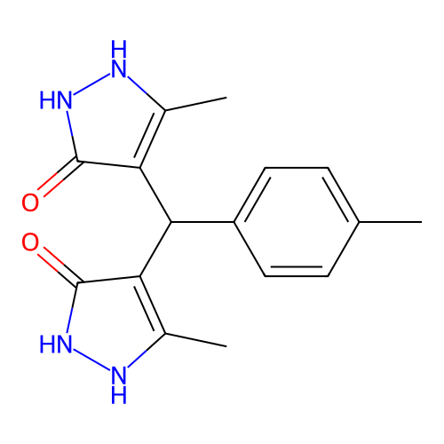 4,4'-(p-Tolylmethylene)bis(3-methyl-1h-pyrazol-5-ol) structure