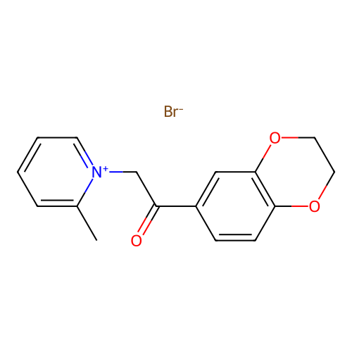 1-[2-(2,3-Dihydro-benzo[1,4]dioxin-6-yl)-2-oxo-ethyl]-2-methyl-pyridinium structure