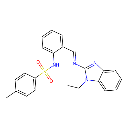 N-(2-{(E)-[(1-ethyl-1H-benzimidazol-2-yl)imino]methyl}phenyl)-4-methylbenzenesulfonamide structure