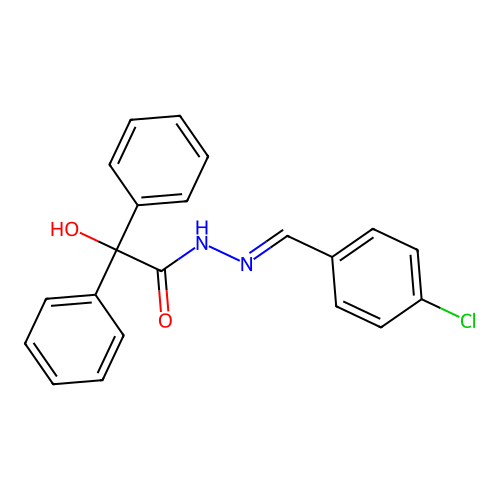 N'-[(E)-(4-chlorophenyl)methylidene]-2-hydroxy-2,2-diphenylacetohydrazide structure