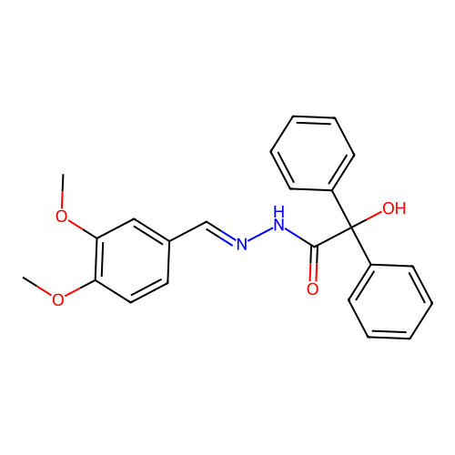 N'-[(E)-(3,4-dimethoxyphenyl)methylidene]-2-hydroxy-2,2-diphenylacetohydrazide structure