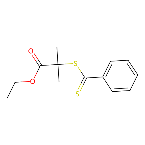 Propanoic acid, 2-methyl-2-[(phenylthioxomethyl)thio]-, ethyl ester structure