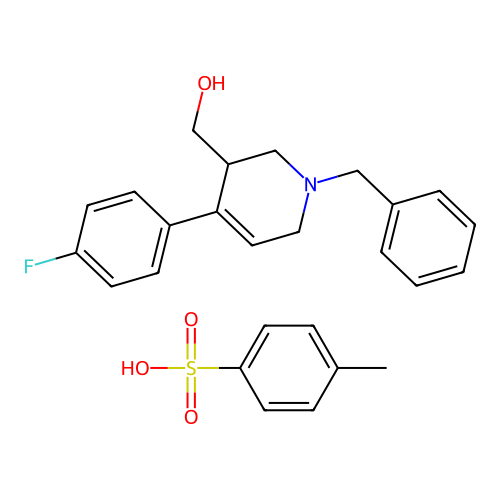 4-(4-Fluorophenyl)-1,2,3,6-tetrahydro-1-(phenylmethyl)-3-pyridinemethanol 4-methylbenzenesulfonate (1:1) structure