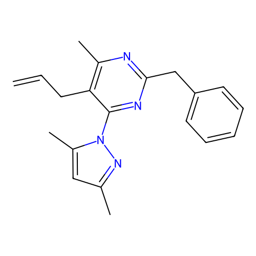 5-allyl-2-benzyl-4-(3,5-dimethyl-1H-pyrazol-1-yl)-6-methylpyrimidine structure