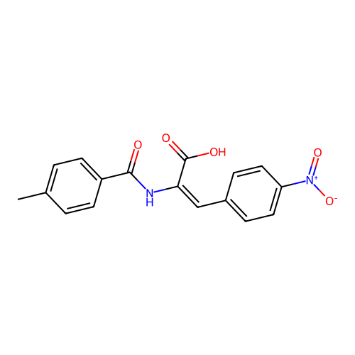 2-[(4-Methylbenzoyl)amino]-3-(4-nitrophenyl)prop-2-enoic acid structure