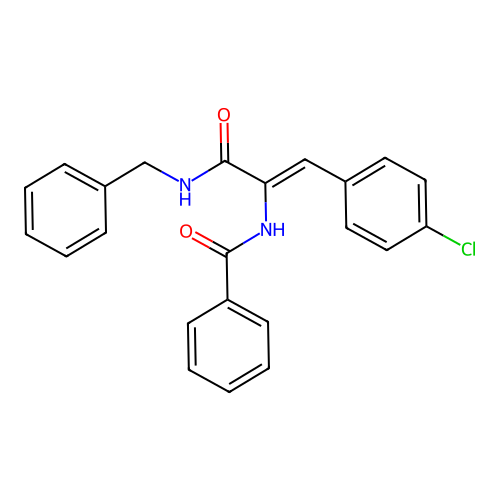 N-[(1Z)-3-(benzylamino)-1-(4-chlorophenyl)-3-oxoprop-1-en-2-yl]benzamide structure
