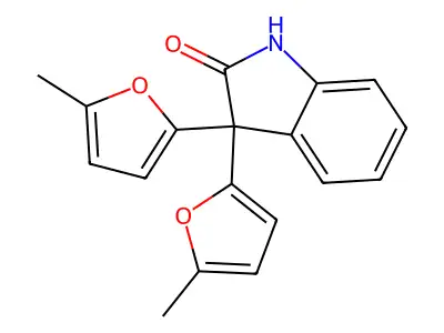 3,3-bis(5-methylfuran-2-yl)-1H-indol-2-one structure