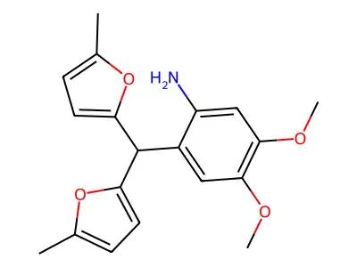 2-[Bis(5-methylfuran-2-yl)methyl]-4,5-dimethoxyaniline structure