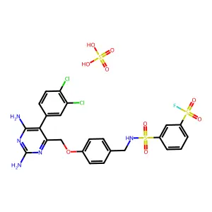 3-[[4-[[2,6-diamino-5-(3,4-dichlorophenyl)pyrimidin-4-yl]methoxy]phenyl]methylsulfamoyl]benzenesulfonyl fluoride; sulfuric acid structure