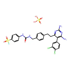 4-[[4-[2-[2,6-diamino-5-(3,4-dichlorophenyl)pyrimidin-4-yl]ethyl]phenyl]methylcarbamoylamino]benzenesulfonyl fluoride structure