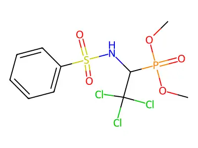 N-(2,2,2-trichloro-1-dimethoxyphosphorylethyl)benzenesulfonamide structure