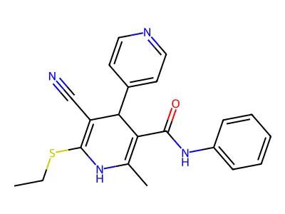 5-cyano-6-ethylsulfanyl-2-methyl-N-phenyl-4-pyridin-4-yl-1,4-dihydropyridine-3-carboxamide structure