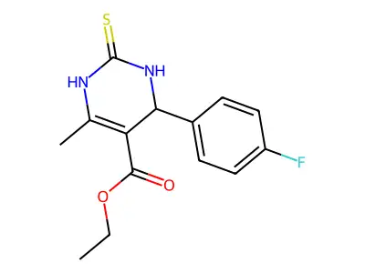 ethyl 4-(4-fluorophenyl)-6-methyl-2-thioxo-1,2,3,4-tetrahydropyrimidine-5-carboxylate structure