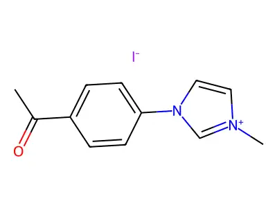 1-(4-acetylphenyl)-3-methyl-1H-imidazol-3-ium iodide structure