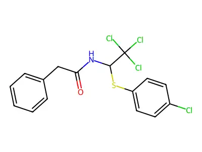 2-phenyl-N-[2,2,2-trichloro-1-(4-chlorophenyl)sulfanylethyl]acetamide structure