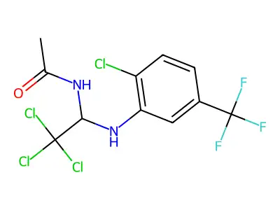 N-[2,2,2-Trichloro-1-(2-chloro-5-trifluoromethyl-phenylamino)-ethyl]-acetamide structure