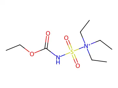 3-(Ethoxycarbonyl)-1,1,1-triethyl-2,2-dioxo-2lambda~6~-diazathian-1-ium structure