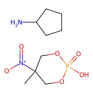5-Methyl-5-nitro-1,3,2-dioxaphosphinan-2-ol 2-oxide-cyclopentanamine(1:1) structure