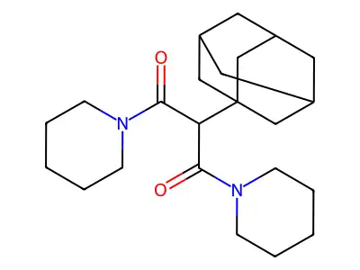 1-[2-(1-Adamantyl)-3-oxo-3-(1-piperidinyl)propanoyl]piperidine structure
