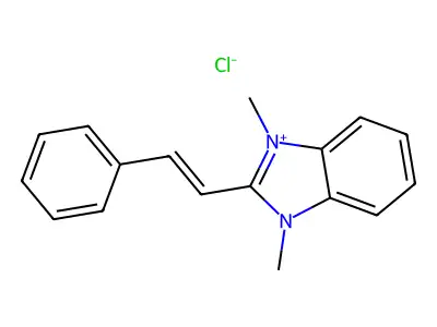(E)-1,3-dimethyl-2-styryl-1H-benzo[d]imidazol-3-ium chloride structure