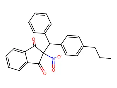 2-nitro-2-[phenyl(4-propylphenyl)methyl]-1H-indene-1,3(2H)-dione structure