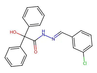 N-[(E)-(3-chlorophenyl)methylideneamino]-2-hydroxy-2,2-diphenylacetamide structure
