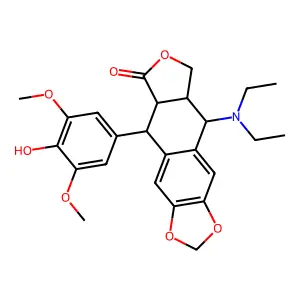 (5S,5aS,8aR,9R)-5-(diethylamino)-9-(4-hydroxy-3,5-dimethoxy-phenyl)-5a,6,8a,9-tetrahydro-5H-isobenzofuro[6,5-f][1,3]benzodioxol-8-one structure