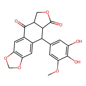 (5aR,8aR,9R)-9-(3,4-dihydroxy-5-methoxy-phenyl)-5a,6,8a,9-tetrahydroisobenzofuro[6,5-f][1,3]benzodioxole-5,8-dione structure