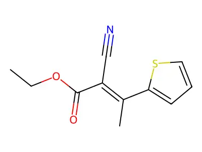 Ethyl 2-cyano-3-thiophen-2-ylbut-2-enoate structure